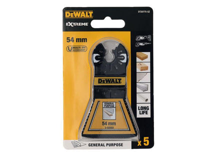 Dewalt Power Tools Dt20775 Bi-Metal 3-Sided Cutting Multitool Blade 54Mm (5 Pack)