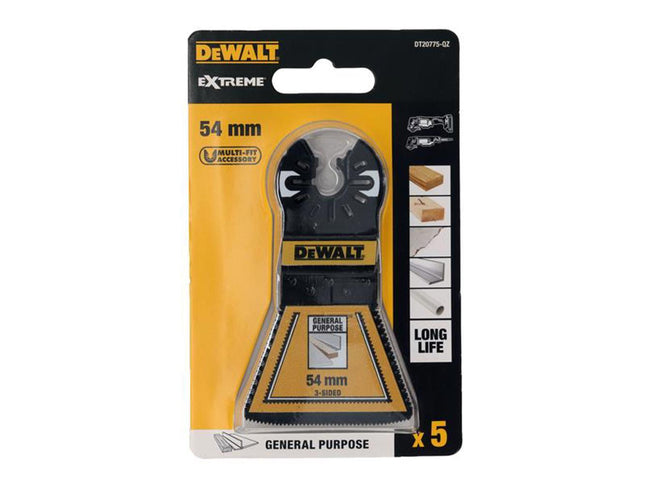 Dewalt Power Tools Dt20775 Bi-Metal 3-Sided Cutting Multitool Blade 54Mm (5 Pack)