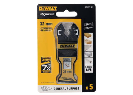 Dewalt Power Tools Dt20776 Bi-Metal Plunge Point Multitool Blade 32Mm (5 Pack)