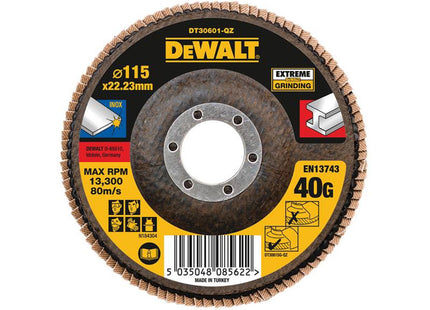 Dewalt Power Tools Extreme Flap Disc 115 X 22.2mm 40G
