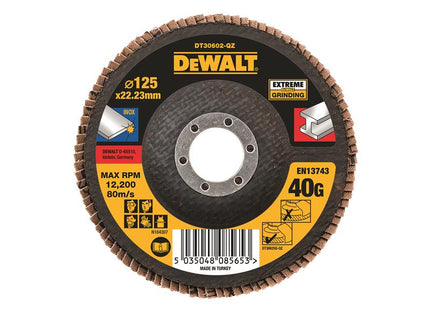 DEWALT DT30602 Extreme Metal Flap Disc 125 x 22.2mm x 40G