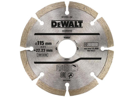 Dewalt Power Tools Dt3701 Segmented Diamond Cutting Disc 115 X 22.23Mm