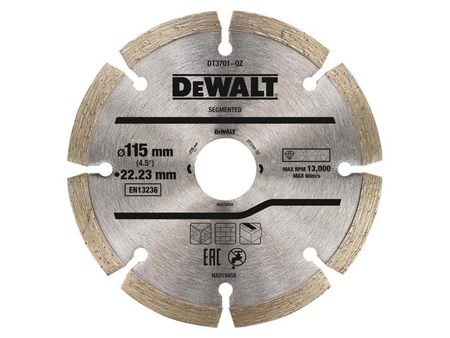 Dewalt Power Tools Dt3701 Segmented Diamond Cutting Disc 115 X 22.23Mm