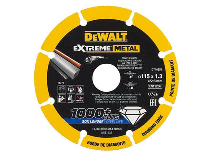 Dewalt Power Tools Dt40251 Extreme Diamond Metal Cutting Disc 115 X 22.23 X 1.3Mm