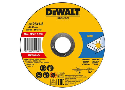 DEWALT Metal Cutting Disc 125 X 1.2 X 22.23mm 