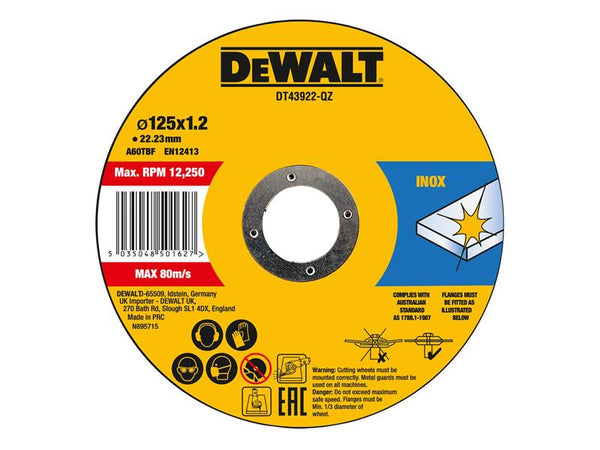 DEWALT Metal Cutting Disc 125 X 1.2 X 22.23mm 