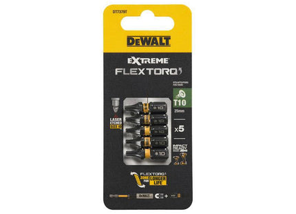 Dewalt Power Tools Extreme Flextorq Bits T10 X 25Mm (Pack 5)