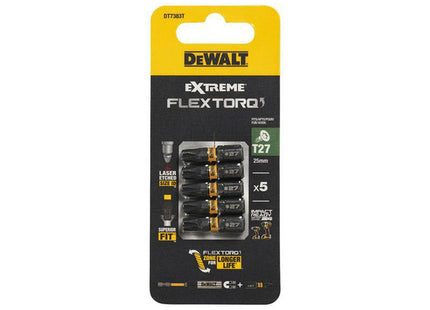Dewalt Power Tools Extreme Flextorq Bits T27 X 25Mm (Pack 5)