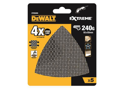 Dewalt Power Tools Extreme Mesh Detail Sander Sheet 93 X 93Mm 240G (Pack 5)