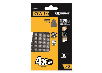 Dewalt Power Tools Extreme Mesh Delta Sander Sheet 100 X 150Mm 120G (Pack 5)