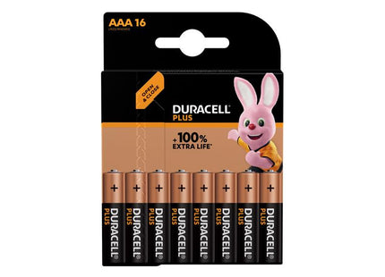 Duracell AAA Cell +100% Plus Power Batteries (Pack 16)