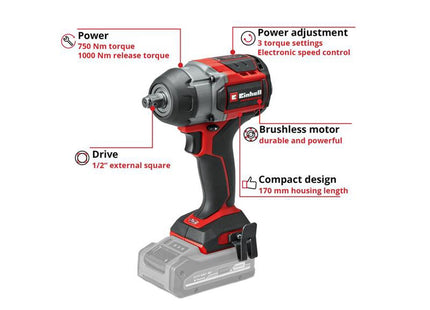 Einhell Tp-Cw 18/750-C Li Bl - Solo Professional Impact Wrench 18V Bare Unit