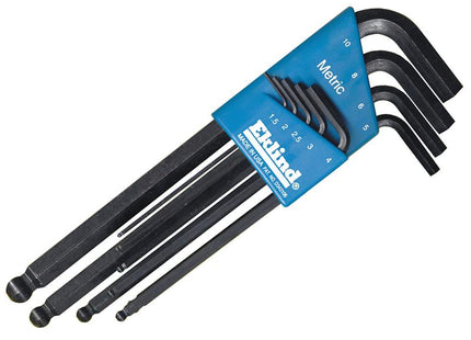 Eklind REK13609 Metric Long Ball End Hex L-Key Set, 9 Piece 