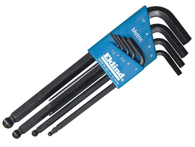 Eklind REK13609 Metric Long Ball End Hex L-Key Set, 9 Piece 