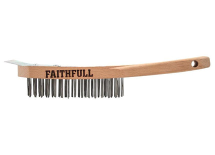 Faithfull Lightweight Scratch Brush With Scraper, Four Row
