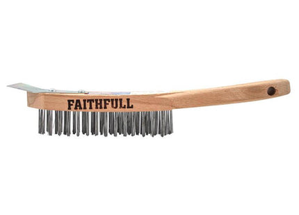 Faithfull Heavy-Duty Scratch Brush With Scraper - 4 Row