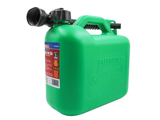 Faithfull Plastic Fuel Can Green 5 litre