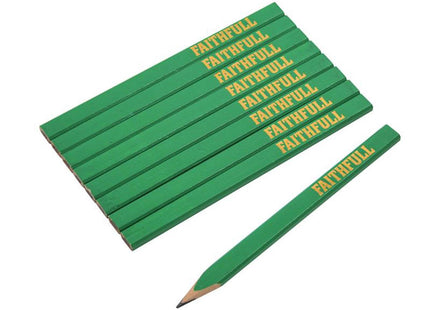 Faithfull Fsc Carpenter's Pencils - Green / Hard (Pack 10)