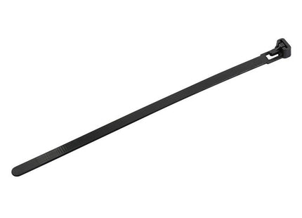 Faithfull Reusable Cable Tie Black 7.6 x 200mm - Pack of 50 for Organising