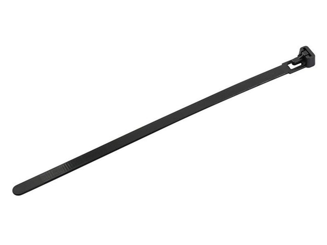 Faithfull Reusable Cable Tie Black 7.6 x 200mm - Pack of 50 for Organising