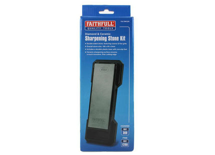 Faithfull Diamond & Ceramic Sharpening Stone Kit - 360G & 1200G