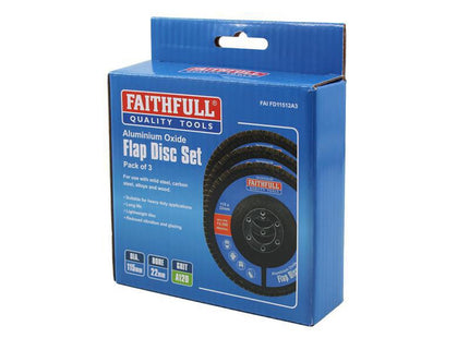 Faithfull Aluminium Oxide Flap Disc 115 X 22Mm 120 Grit (3 Pack)