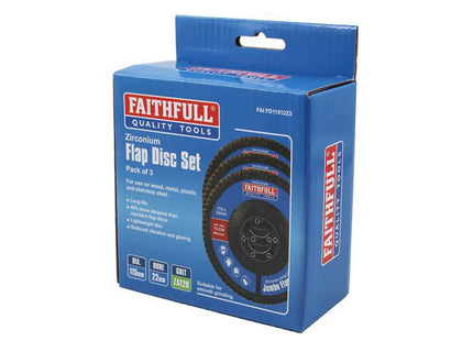 Faithfull Zirconia Abrasive Jumbo Flap Disc 115 X 22Mm 120 Grit (3 Pack)