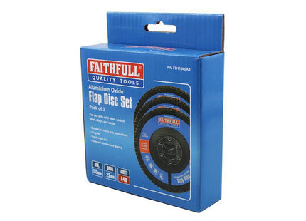 Faithfull Aluminium Oxide Flap Disc 115 X 22Mm 40 Grit (3 Pack)