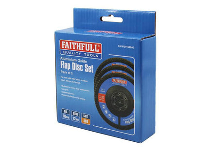 Faithfull Aluminium Oxide Flap Disc 115 X 22Mm 80 Grit (3 Pack)