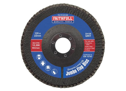 Faithfull Zirconia Abrasive Jumbo Flap Disc ZA120 125mm