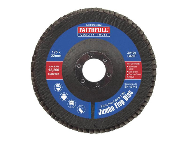 Faithfull Zirconia Abrasive Jumbo Flap Disc ZA120 125mm