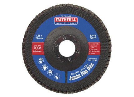 Faithfull Zirconia Abrasive Jumbo Flap Disc ZA40 125mm 