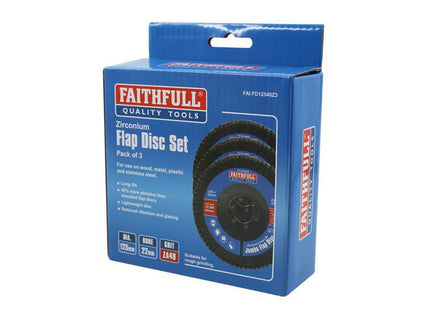 Faithfull Zirconia Abrasive Jumbo Flap Disc 125 X 22Mm 40 Grit (3 Pack)