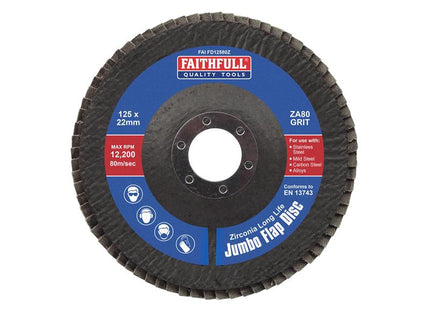 Faithfull Zirconia Abrasive Jumbo Flap Disc ZA80 125mm