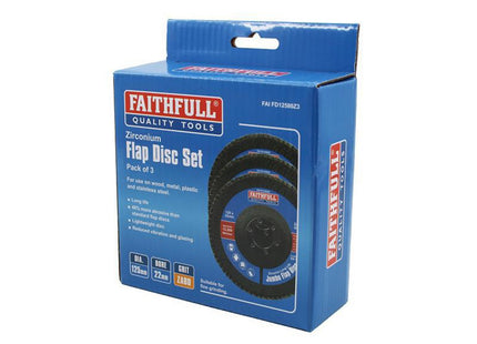 Faithfull Zirconia Abrasive Jumbo Flap Disc 125 X 22Mm 80 Grit (3 Pack)