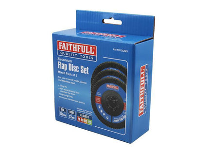 Faithfull Zirconia Abrasive Jumbo Flap Disc 125 X 22Mm Mixed Grit (3 Pack)