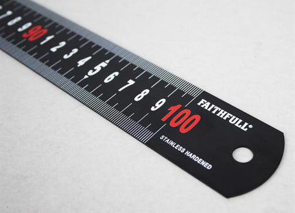 Faithfull Matt Black Stainless Steel Measuring Rule 1000Mm