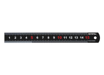 Faithfull Matt Black Stainless Steel Measuring Rule 150Mm