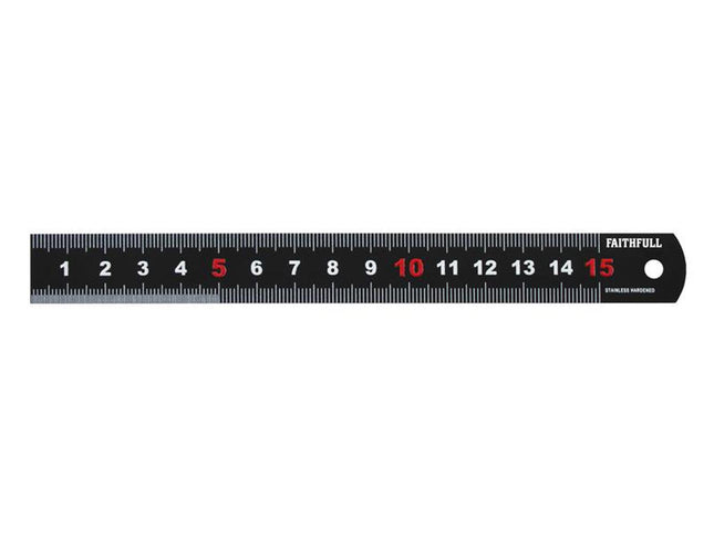Faithfull Matt Black Stainless Steel Measuring Rule 150Mm