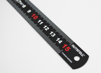 Faithfull Matt Black Stainless Steel Measuring Rule 150Mm