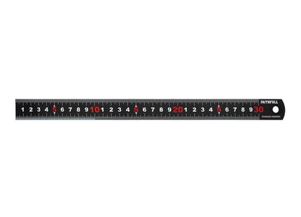 Faithfull Matt Black Stainless Steel Measuring Rule 300Mm