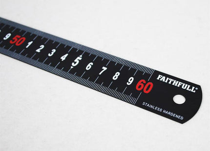 Faithfull Matt Black Stainless Steel Measuring Rule 600Mm