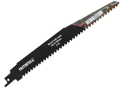 Faithfull S1140hm Demolition Carbide Sabre Saw Blade 228Mm X 6 Tpi