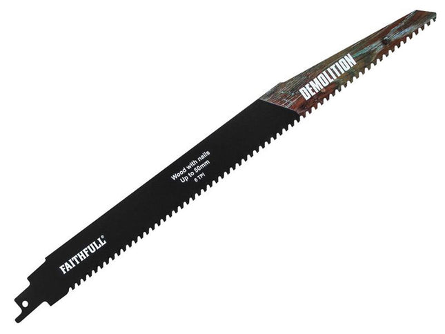 Faithfull S1250hm Demolition Carbide Sabre Saw Blade 304Mm X 6 Tpi