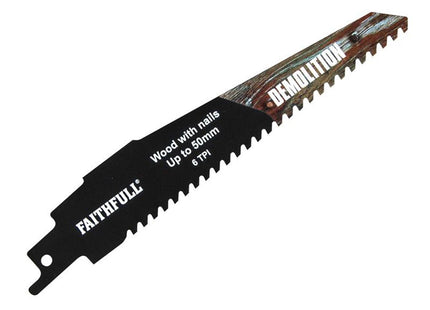 Faithfull S940hm Demolition Carbide Sabre Saw Blade 152Mm X 6 Tpi