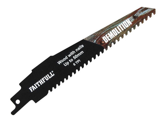 Faithfull S940hm Demolition Carbide Sabre Saw Blade 152Mm X 6 Tpi