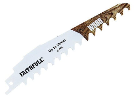 Faithfull S950hm Wood Carbide Sabre Saw Blade 152Mm X 3 Tpi