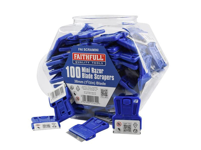 Faithfull Mini Scrapers Full Display Unit (100)