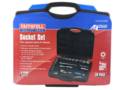 Faithfull 3/8In Drive Socket Set, 26 Piece