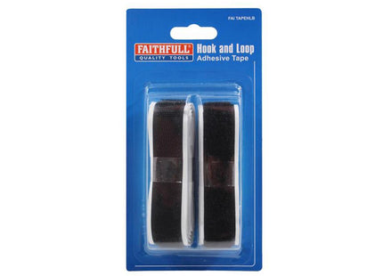 Faithfull Hook & Loop Self Adhesive Tape Black 20mm X 1M